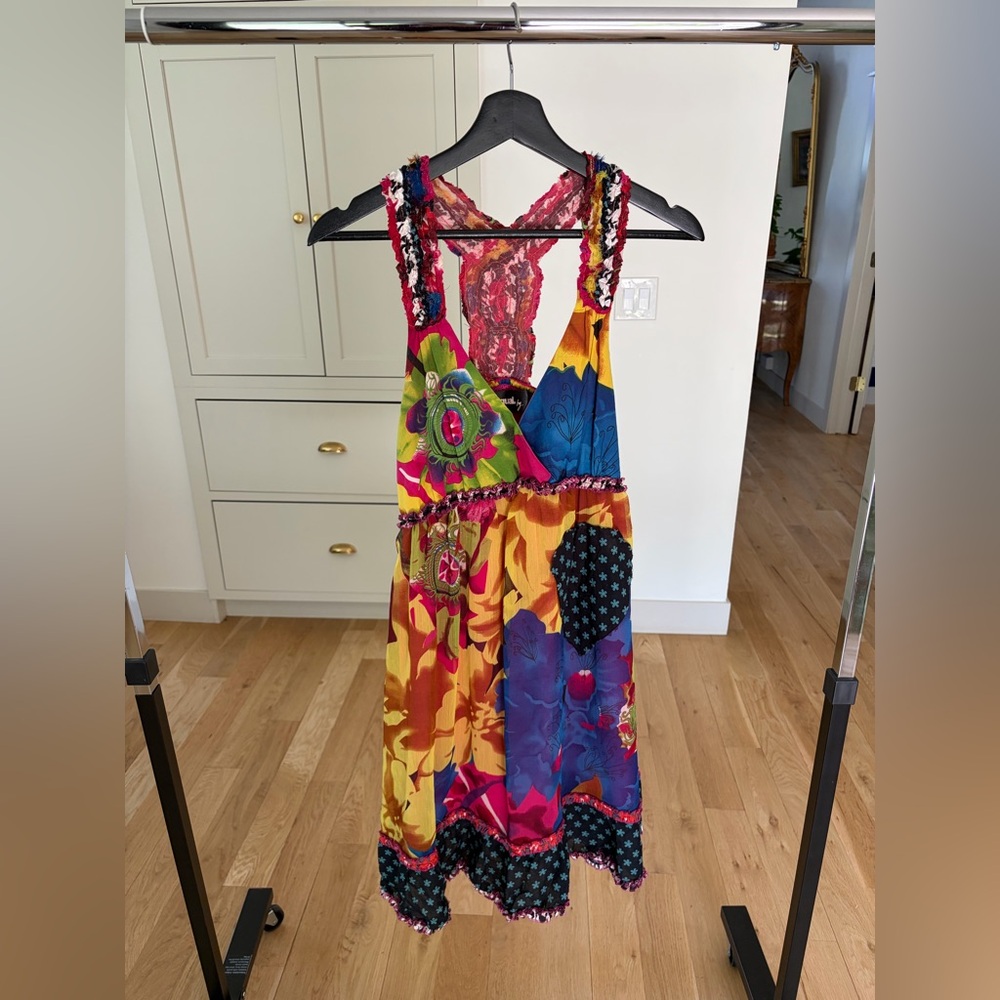 Desigual Multicolor Floral Patchwork Dress — Yellow, Blue, Pink, Green